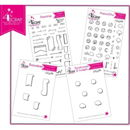 Tampon transparent matrice die Scrapbooking Carterie - Pack "Planner & Bullet journal"