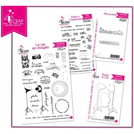 Tampon transparent matrice die Scrapbooking Carterie - Pack "Vacances"