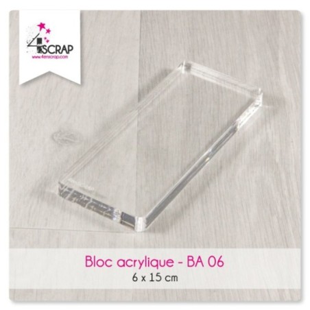 Bloc acrylique transparent 6 cm x 15 cm - Scrapbooking