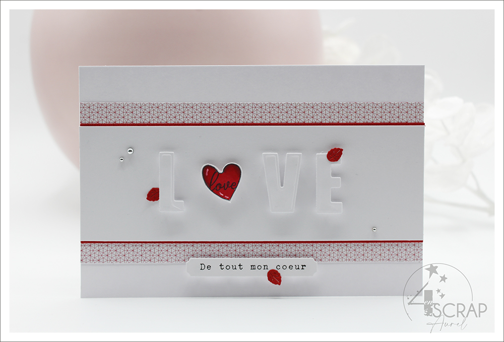 Carte de scrapbooking sur le thème de l'amour et de la st valentin