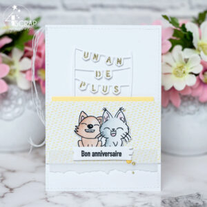 Création d'une carte d'anniversaire avec les nouveaux petits animaux de 4enscrap.
