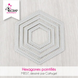 Matrice de coupe de scrapbooking en forme d'hexagones pointilles de différentes tailles