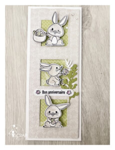 Carte de scrapbooking sur le theme du printemps et des lapins de paques